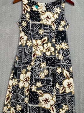 Kona Malia Hawaiian Dress Small Blue & White Floral Sleeveless Made In Hawaii
